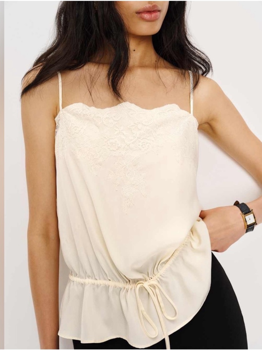 Reformation Silvia Silk Top Fior Di Latte - Picture 2 of 7